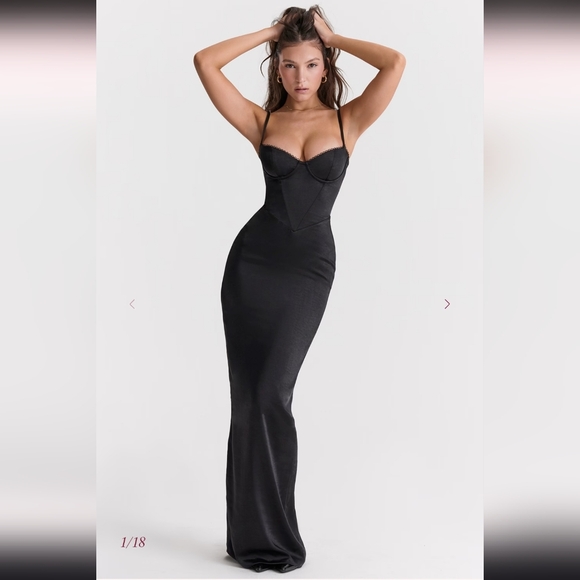 NWOT House Of CB Stefania Black Evening Gown Bustier Small Corset S